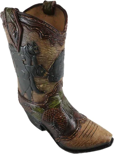Miniatura 6 de Ebros Gift Familia rústica de oso negro occidental con piñas de pino, bota de vaquera del bosque, figura decorativa o florero floral, macetero