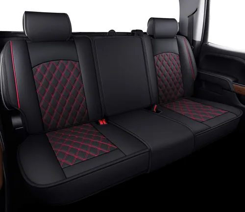 Miniatura 8 de Fundas de cuero para asiento delantero de automóvil, para Silverado Sierra Juego completo/Negro