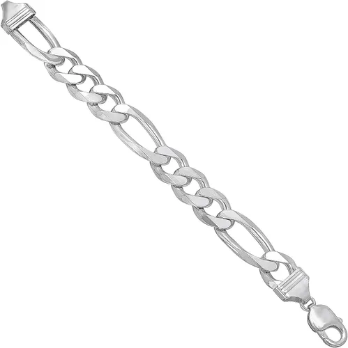 Miniatura 4 de 2mm-18mm Solid .925 Sterling Silver Flat Figaro Chain Bracelet