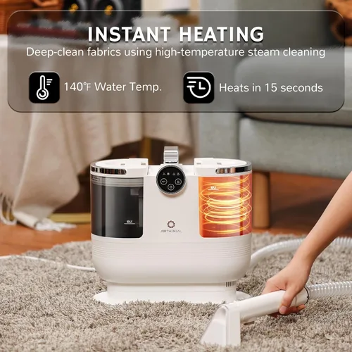 Miniatura 2 de Airthereal - Limpiador portátil de manchas para tapicería, máquina de limpieza de alfombras con calentamiento instantáneo, máquina de champú