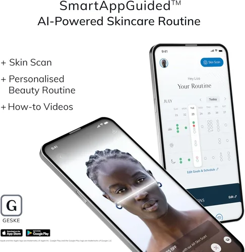 Miniatura 7 de GESKE SmartAppGuided™ Cepillo facial 4 en 1 Cepillo de limpieza facial profesional Cepillo facial de silicona para limpieza de la piel Rosado