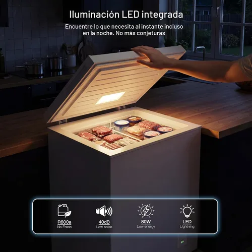 Miniatura 3 de MEPTY Congelador de pecho de 2.05 pies cúbicos, congelador profundo de puerta abierta superior con 2 cestas extraíbles, 7 termostatos ajustables