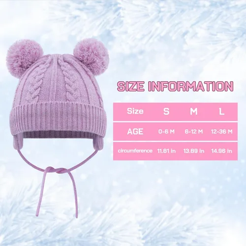 Miniatura 12 de Duoyeree Gorro de invierno para niños pequeños con solapa para las orejas, bufanda gruesa y cálida gorra de calavera para niños y niñas