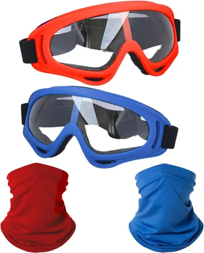 Miniatura 26 de LJDJ Gafas de motocicleta, paquete de 2 unidades, para motocross, ATV, motocross, senderismo, protección con 2 unidades de máscara bandana