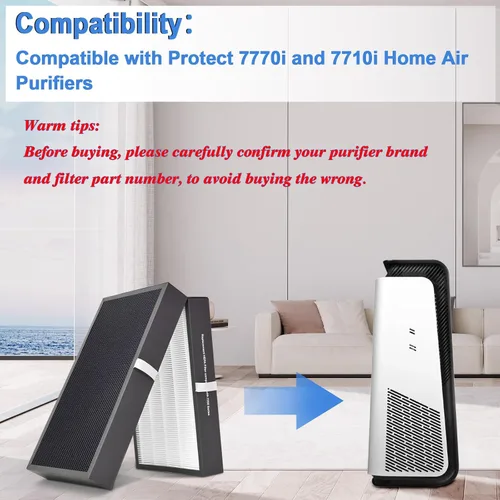 Miniatura 2 de REEPLAR Filtro inteligente 7700 de repuesto compatible con purificadores de aire Blueair Protect 7770i y 7710i, filtros de polen, polvo, caspa