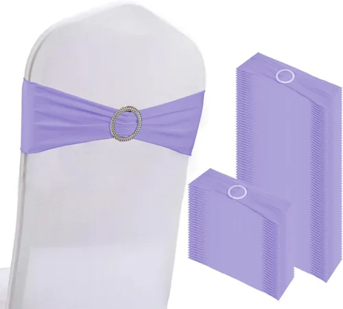 Miniatura 9 de WJWHQ 100 piezas de cintas elásticas de elastano con lazos para sillas, bandas de cubierta de silla con hebilla deslizante para eventos de boda