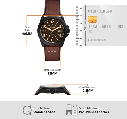 Miniatura 5 de Fossil Bronson Reloj casual de cuarzo para hombre con correa de acero inoxidable o cuero, Reloj cronógrafo Bronson