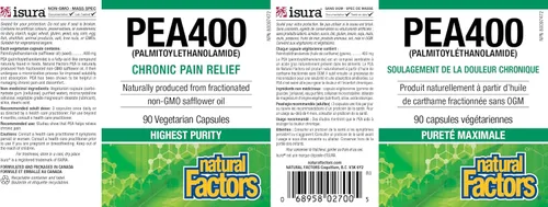 Miniatura 7 de Natural Factors PEA400 - Palmitoiletanolamida pura para alivio, apoya el sistema nervioso y las molestias ocasionales, sin OMG, 90 cápsulas