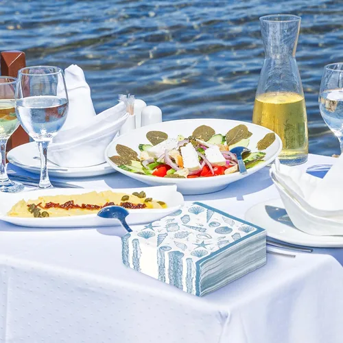 Miniatura 6 de AnyDesign Paquete de 100 servilletas de almuerzo de concha de mar, conchas de océano azul, conchas de playa, servilletas de papel desechables