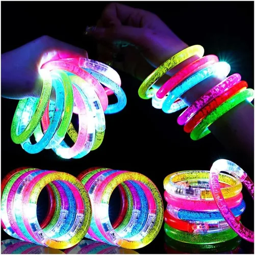 24 piezas de suministros de fiesta que brillan en la oscuridad para niños y adultos, juguetes con luz intermitente, pulseras LED del 4 de julio,