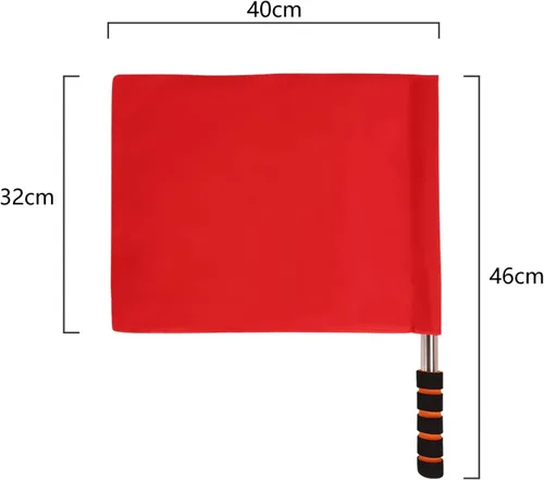 Miniatura 6 de Bandera de árbitro de acero inoxidable, bandera de mano de señal roja, mango de esponja, patrón de rendimiento de patrulla especial, bandera