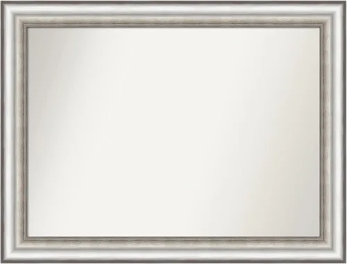 Miniatura 378 de Amanti Art Espejo de baño plateado para sobre el fregadero, 26 x 26 pulgadas, espejo cuadrado de plata antigua, marco de madera tradicional mediano