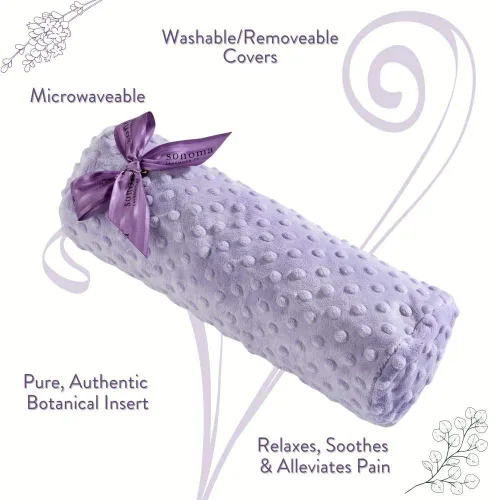 Miniatura 3 de Sonoma Lavender Rollo de cojín de lavanda, punto lila para microondas, almohada de cuello caliente/frío, calmante y alivio del dolor para cuello