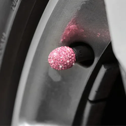 Miniatura 6 de AUCELI 4 tapones para válvulas de neumáticos de automóvil, diamantes de imitación de cristal, a prueba de polvo, cubierta de válvula de bicicleta