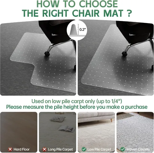 Miniatura 3 de Tapete para silla de oficina para alfombra, tapete grueso transparente para silla de escritorio para alfombras, tapetes de plástico para sillas
