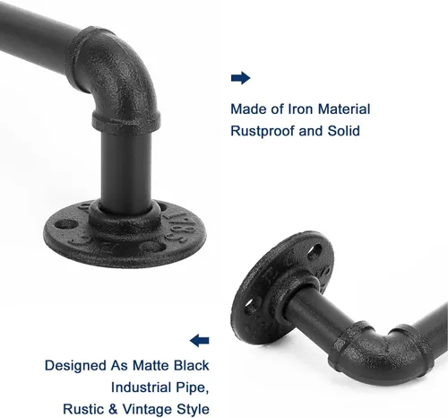Miniatura 3 de NearMoon Toallero industrial de tubería, accesorio de toallero de baño resistente, montaje en la pared, soporte para toallas de baño de hierro