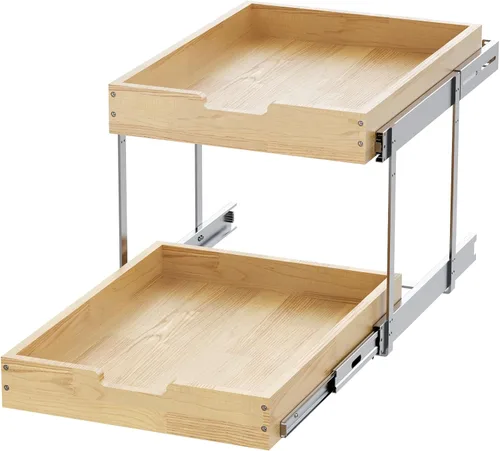 Miniatura 6 de Organizador de cajones extraíble de madera Sikarou 2 niveles 17 pulgadas de ancho x 21 pulgadas de profundidad, cajones deslizantes de alta 2 Corbata