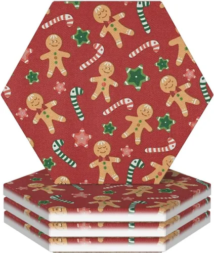 Miniatura 23 de Juego de 4 posavasos de invierno de Navidad para bebidas, camión rojo, árbol de Navidad, posavasos de cerámica absorbentes para mesa de café, bar