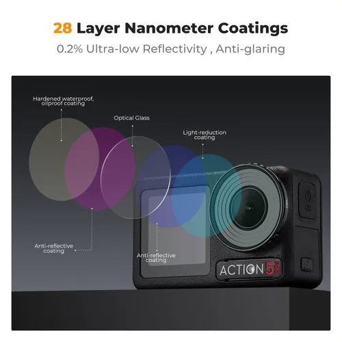 Miniatura 5 de K&F Concept - Kit de filtro ND PL Compatible con DJI Osmo Action 5 Pro/Osmo Action 4, 4 paquetes de filtro CPL ND8 ND16 ND32 de rosca, filtro