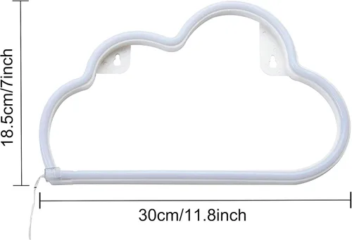 Miniatura 2 de luz de neón de nube, lindo cartel de nube de neón, batería o luz nocturna alimentada por USB como decoración de pared para habitación de niños