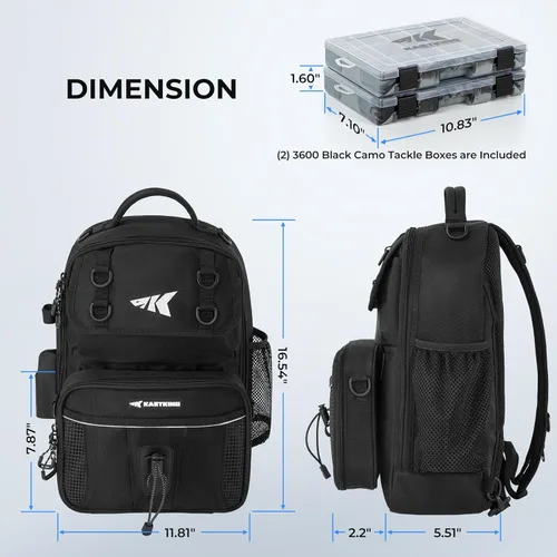 Miniatura 7 de KastKing Bolsa de Pesca con Eslinga BaitSpace, Mochila de Pesca con Soporte para Caña y Bebidas, Bolsa de Aparejos para Equipo de Pesca H: Negro