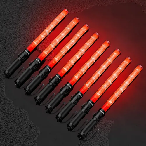 E-riding Paquete de 8 Bastones de Seguridad para Control de Tráfico Aéreo de 21 pulgadas, Bastón de Señalización de Seguridad de Tráfico con Luz LED