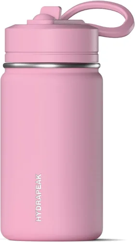 Miniatura 17 de Hydrapeak Mini botella de agua de 14 onzas con tapa con popote, botella de agua aislada de doble pared de acero inoxidable Botella de agua a Negro