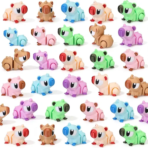Miniatura 10 de 12 figuras de gusano impresas en 3D de animales, articuladas, flexibles, para aliviar el estrés, figuras de animales, decoración de escritorio