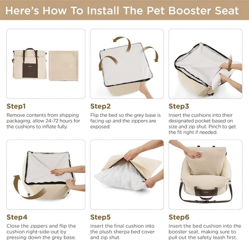 Miniatura 5 de Lesure Asiento de automóvil para perros pequeños - Asiento elevador para perro con parte inferior impermeable, correa de seguridad con clip