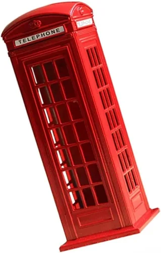 Alipis Hucha de acero inoxidable con decoración vintage, hucha roja para cabina telefónica, banco de dinero, buzón de moneda británica, caja de