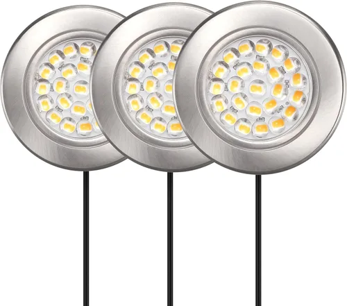 GETINLIGHT IN-0113-3-SN - Kit de luces LED regulables de 2.5 pulgadas de ancho, 3000 K, instalación enchufable con empotrado o montado en Níquel