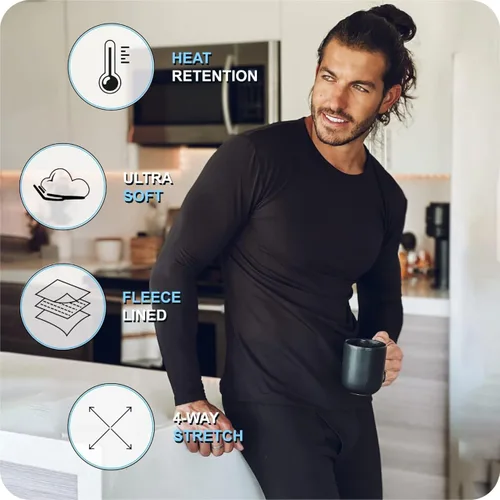 Miniatura 3 de Bodtek - Juego de ropa interior térmica para hombre (capa base larga, forro polar, parte superior e inferior).
