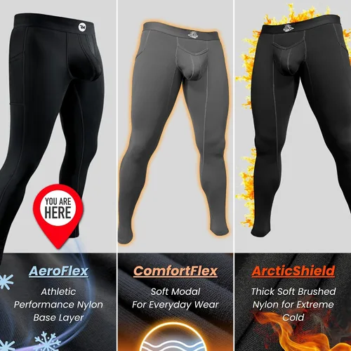 Miniatura 4 de RM Real Men ABCD Pouch Compression Pants - 1, 2 and 3 Pack, Mens Leggings, Yoga Pants, Tights, Base Layer Men Cold Weather