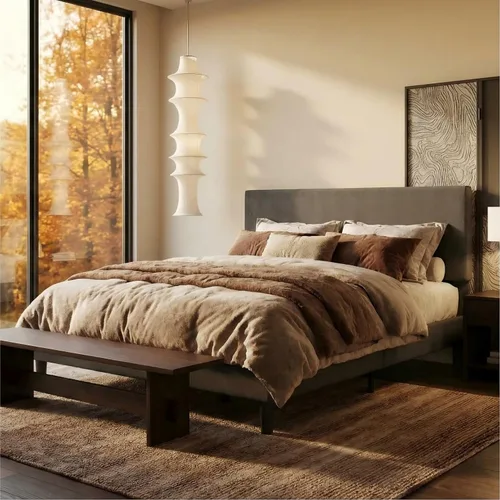 Miniatura 18 de SHA CERLIN - Base de cama con plataforma de tamaño completo con cabecera ajustable y soporte de listones de madera, base de colchón tapizada