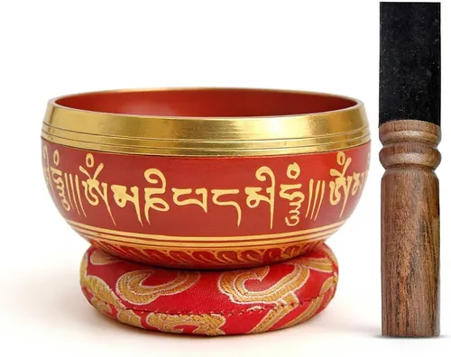 Miniatura 11 de Juego de cuencos tibetanos de latón, grado curativo maestro, auténtico cuenco de sonido hecho a mano por Himalayan Bazaar Negro