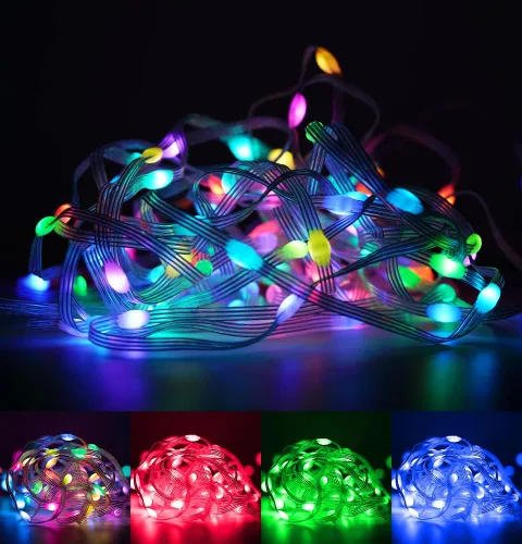 Miniatura 2 de BTF-LIGHTING WS2812B IC RGB Luz de Cadena de Hadas de Píxel de Guijarro Luz Inteligente de Cadena de Hadas de Color Perseguidor Direccionable