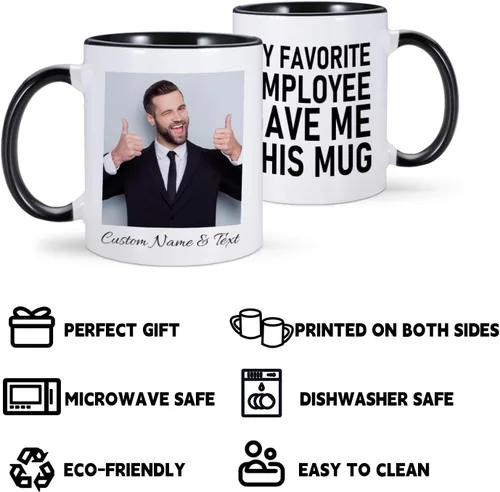 Miniatura 4 de Employee Gave Me This - Taza de café personalizada con texto fotográfico, divertida taza de café de jefe para mujeres y hombres, regalos