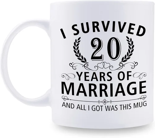 Miniatura 28 de Taza de café de 11 onzas con texto en inglés "I Survived 50 Years of Marriage and All I Got Was This Cup" para el 50 aniversario de boda y para él