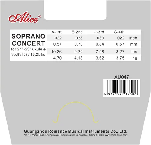 Miniatura 2 de Alice Cuerdas de ukelele GCEA 4 cuerdas para concierto soprano (21 pulgadas) (23 pulgadas), tono nítido y rendimiento avanzado