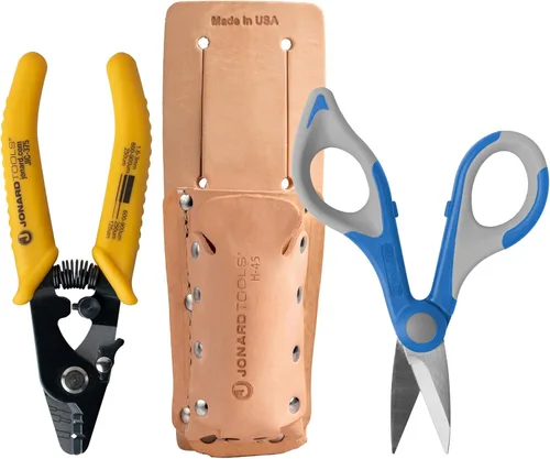 Miniatura 9 de Jonard Tools TK-400 Kit de empalmadoras de 3 piezas con cuchillo de empalme incluido, tijeras de electricista y bolsa de cuero
