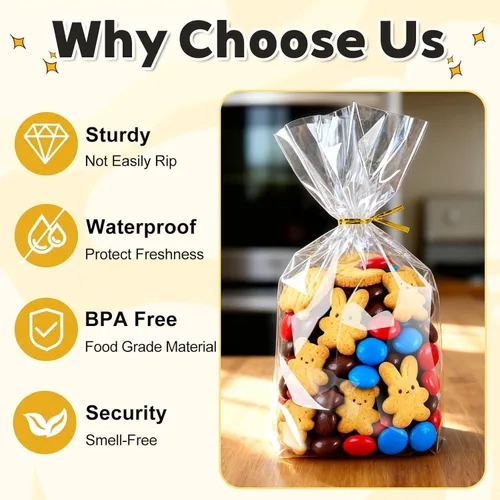 Miniatura 7 de PigPotParty Bolsas de celofán de 6 x 9 pulgadas, paquete de 100 bolsas transparentes con refuerzo inferior para exhibición de pie, pequeño
