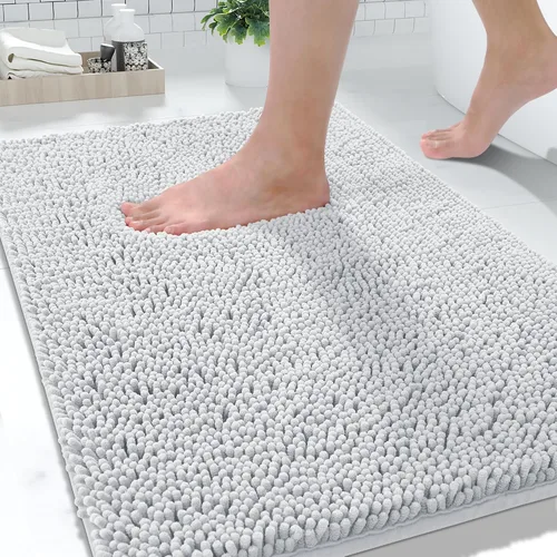 Miniatura 10 de Yimobra Alfombras lavables para baño, alfombra de baño de chenilla súper suave y absorbente para piso y alfombra, alfombra antideslizante de secado