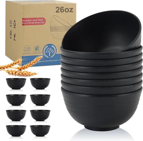 Miniatura 30 de Wrova Juego de 8 cuencos de paja de trigo para postre de 10 onzas, cuencos irrompibles para niños, mini cuencos para helado, aperitivos y frutas