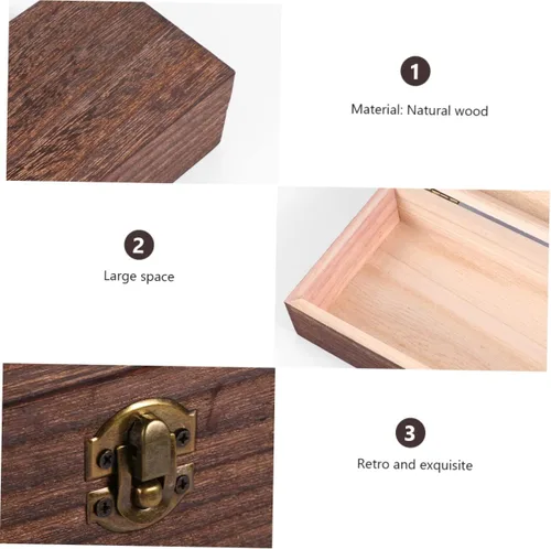 Miniatura 6 de Caja de recuerdos de madera con tapas, organizador de joyas, caja rectangular para joyas, caja de almacenamiento vintage para relojes, pulseras