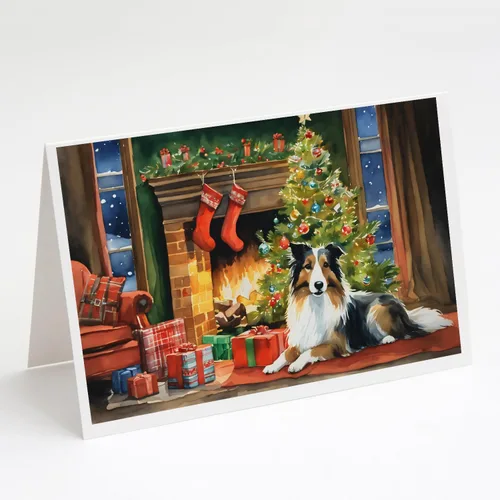 Miniatura 172 de Caroline's Treasures DAC2753GCA7P Paquete de 8 tarjetas de felicitación navideña acogedora de Husky siberiano Tarjetas en blanco con sobres