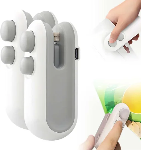 Miniatura 8 de Mini sellador de bolsas, sellador 2 en 1 actualizado 2025 con cortador e imán, sellado térmico de bolsa de chips recargable por USB, máquina