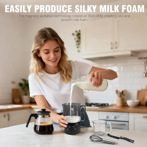 Miniatura 2 de KIVRA Espumador de leche y vaporizador de 11.8 fl oz Máquina de espuma fría de 4 modos para bebidas frías y calientes Espumador de leche