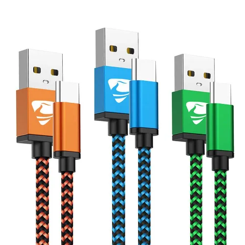 Miniatura 9 de Aioneus Cable USB A a USB C, paquete de 3 unidades de 3 pies, cable de carga USB C trenzado duradero de carga rápida, cable de carga tipo C