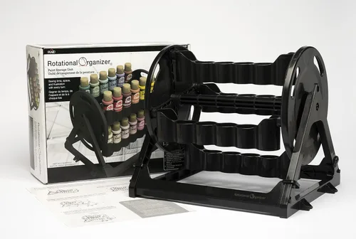 Miniatura 5 de Organizador rotacional Plaid para almacenamiento de pintura acrílica, contenedor de almacenamiento de pintura que guarda 24 botellas estándar de 2