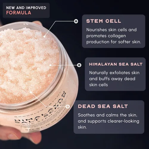 Miniatura 7 de Brooklyn Botany - Exfoliante de sal del Himalaya y células madre para el cuerpo, hidratante y exfoliante para el cuerpo, rostro, manos y pies